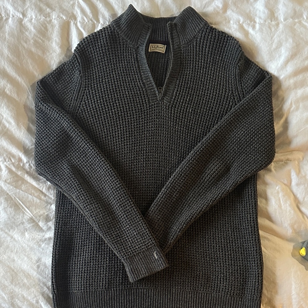 L.L. Bean Men's Charcoal quarter zip Sweater